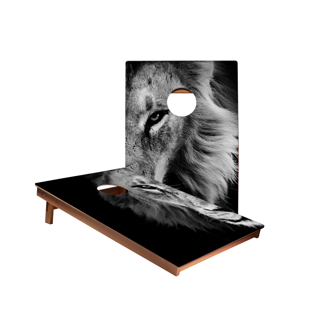 Dale Black And White Lion Recreation Cornhole Boards