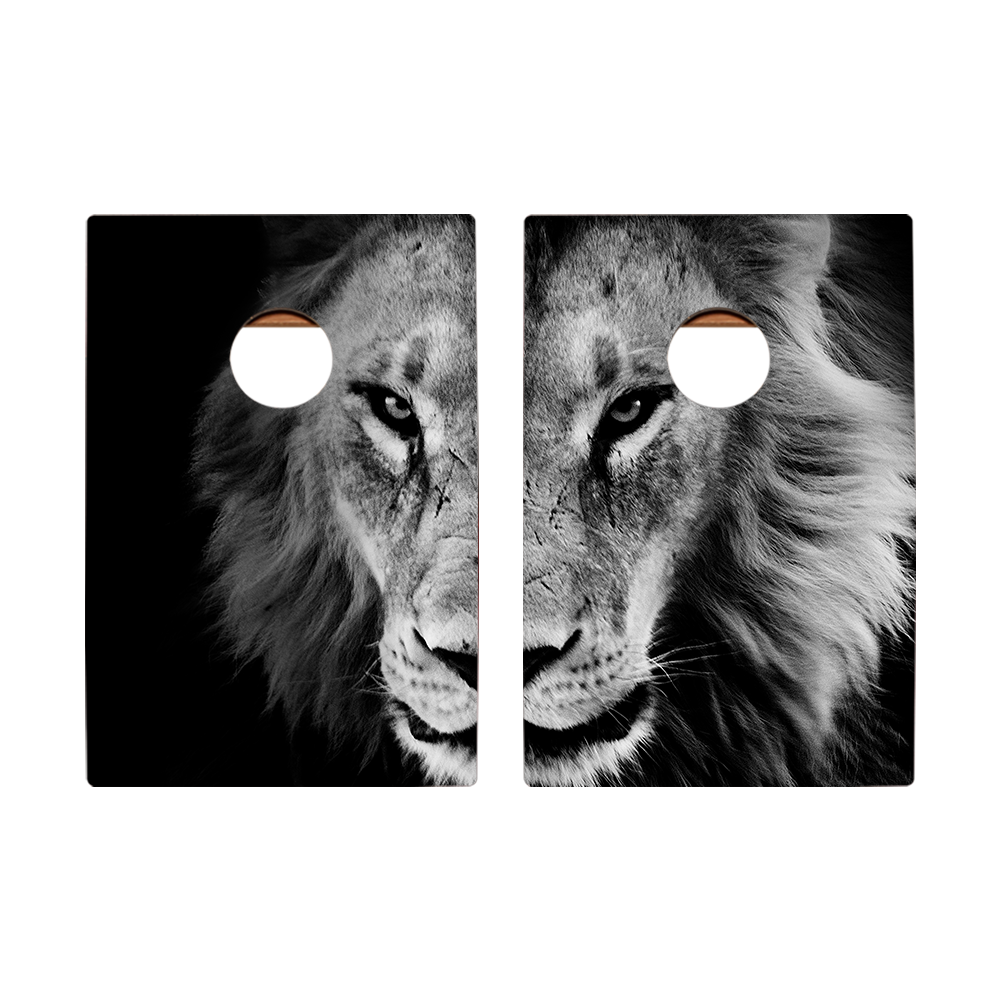 Dale Black And White Lion Recreation Cornhole Boards