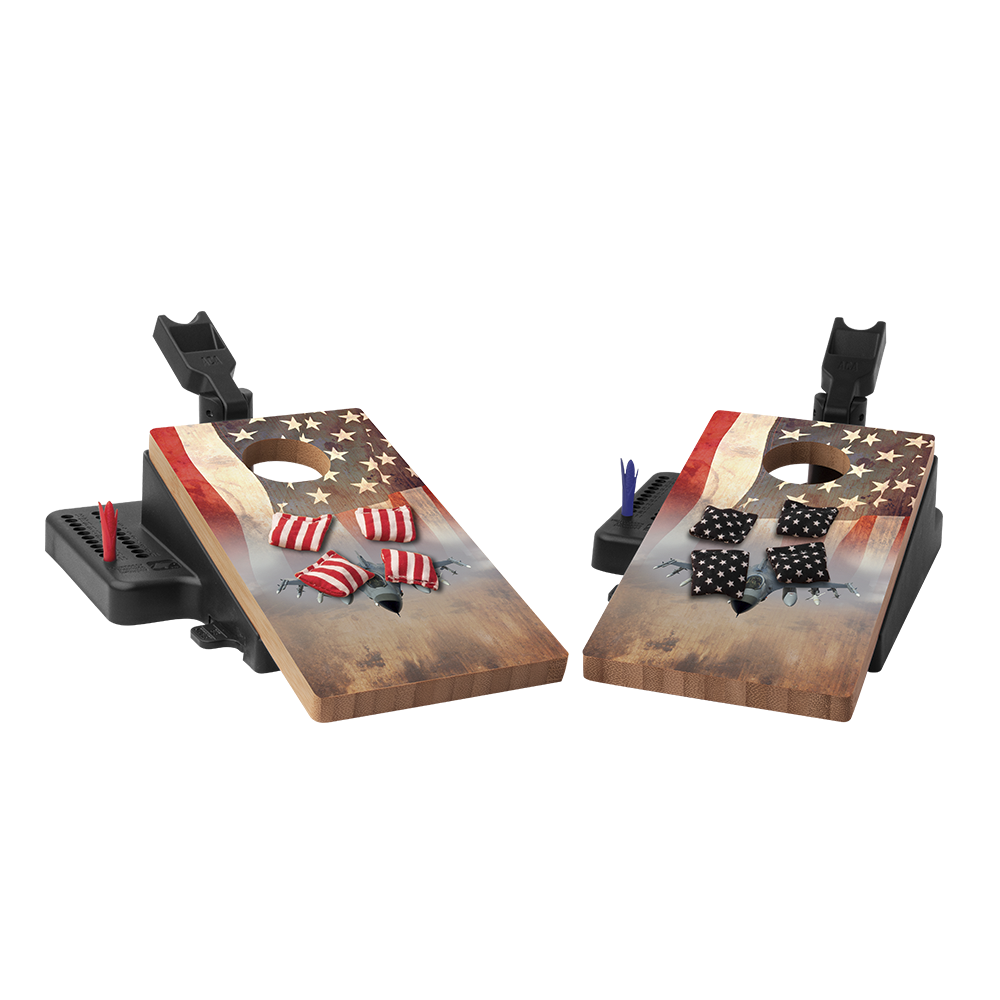 Double Chuck American Flag with Jet Mini Cornhole Tabletop Game