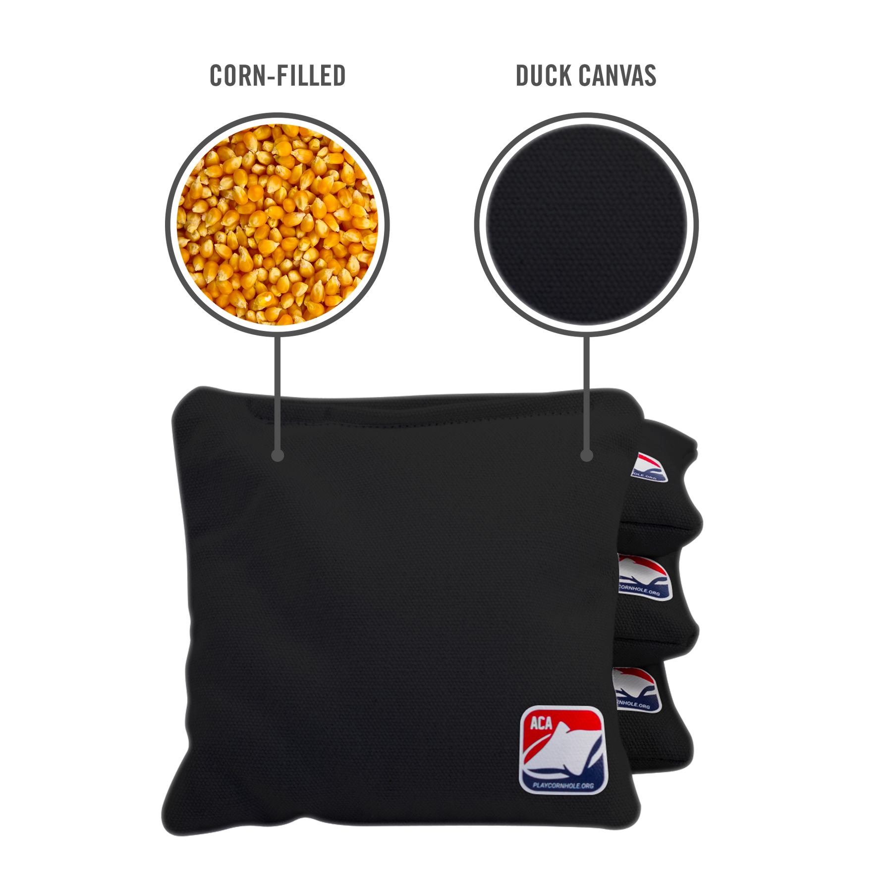 Black Corn Filled Cornhole Bags