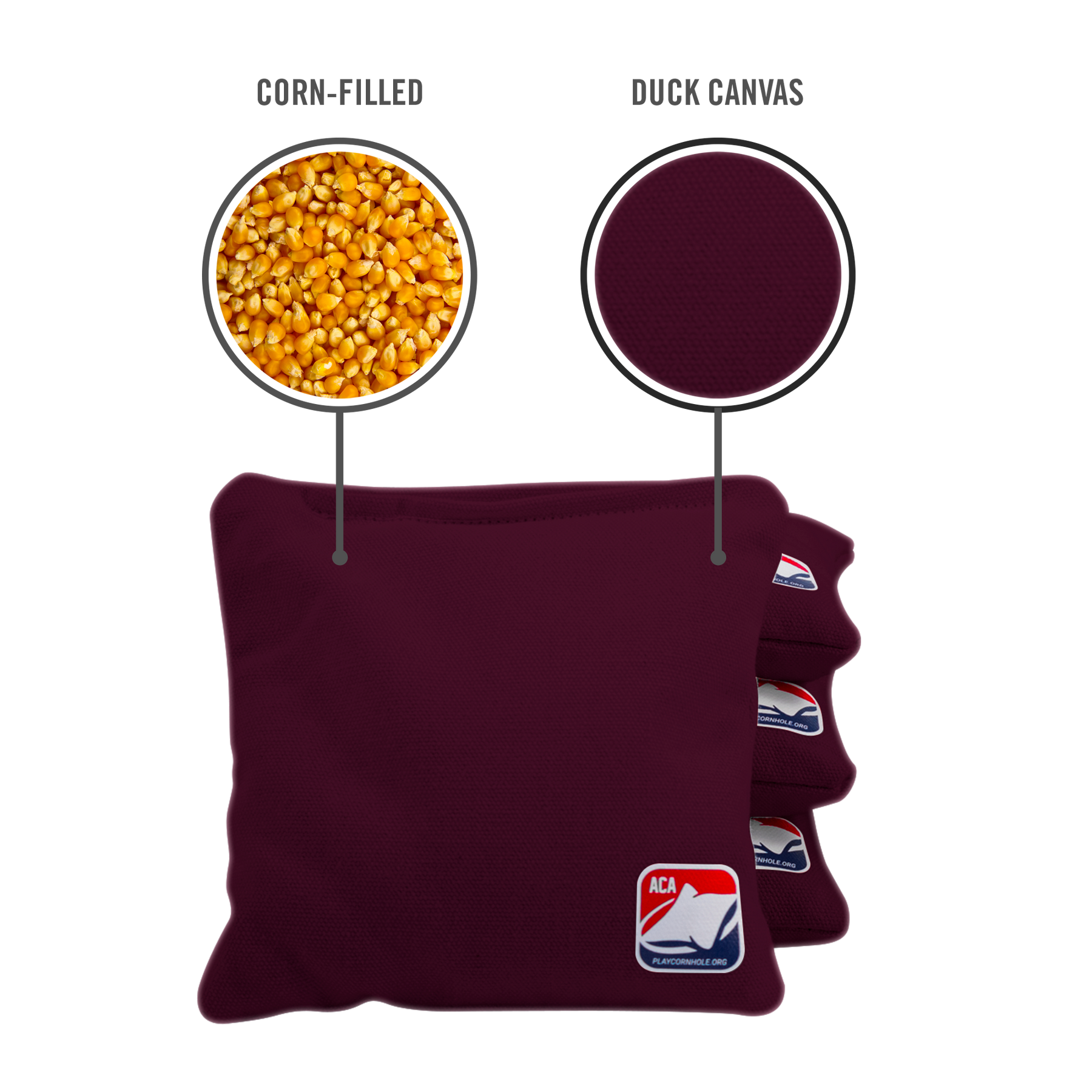 Burgundy Corn Filled Cornhole Bags