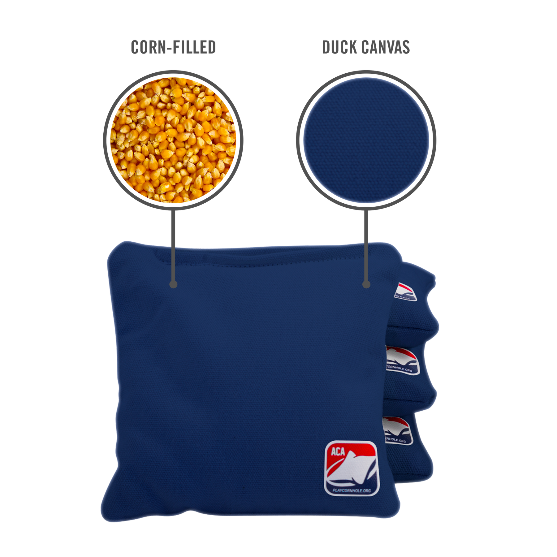 Navy Blue Corn Filled Cornhole Bags