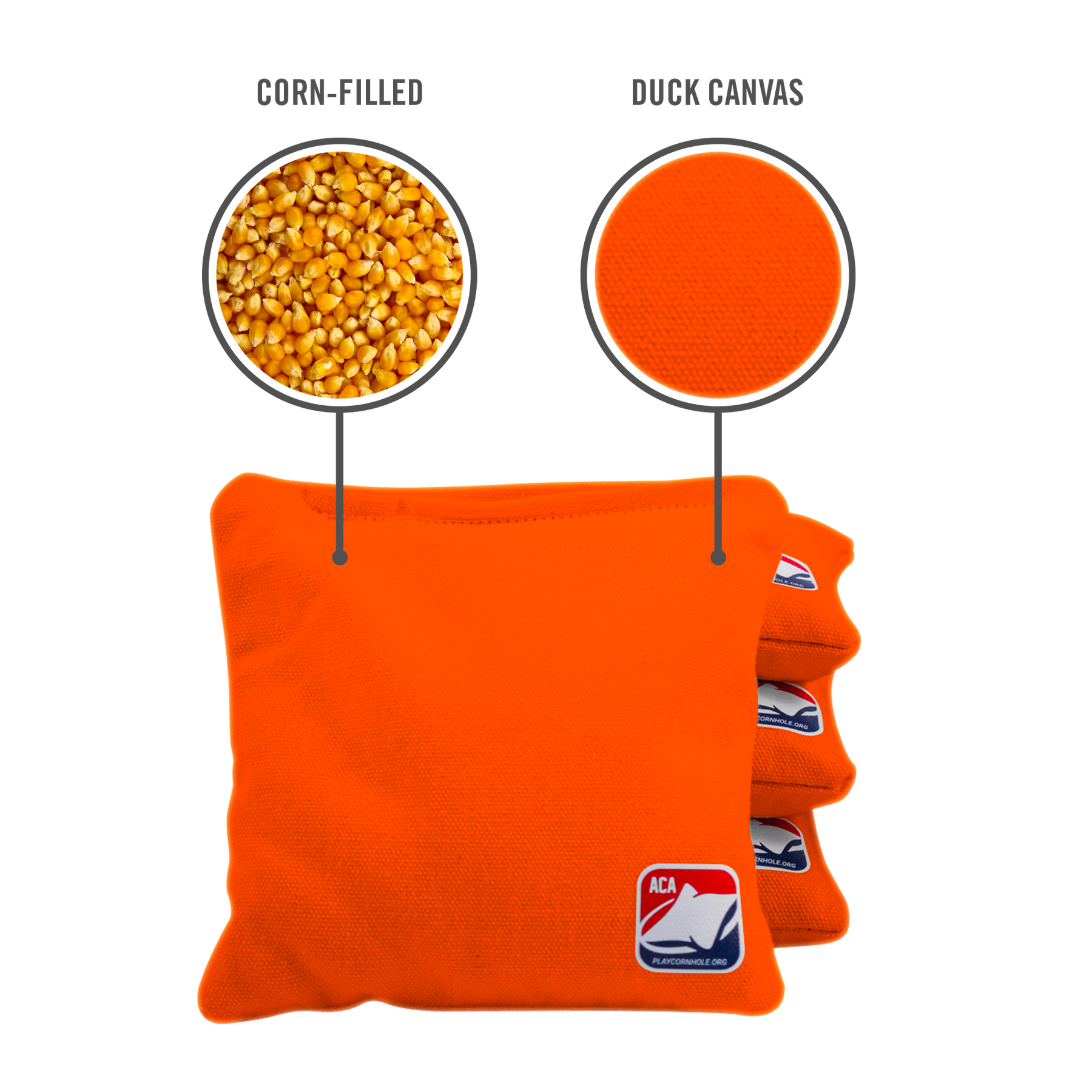 Orange Corn Filled Cornhole Bags