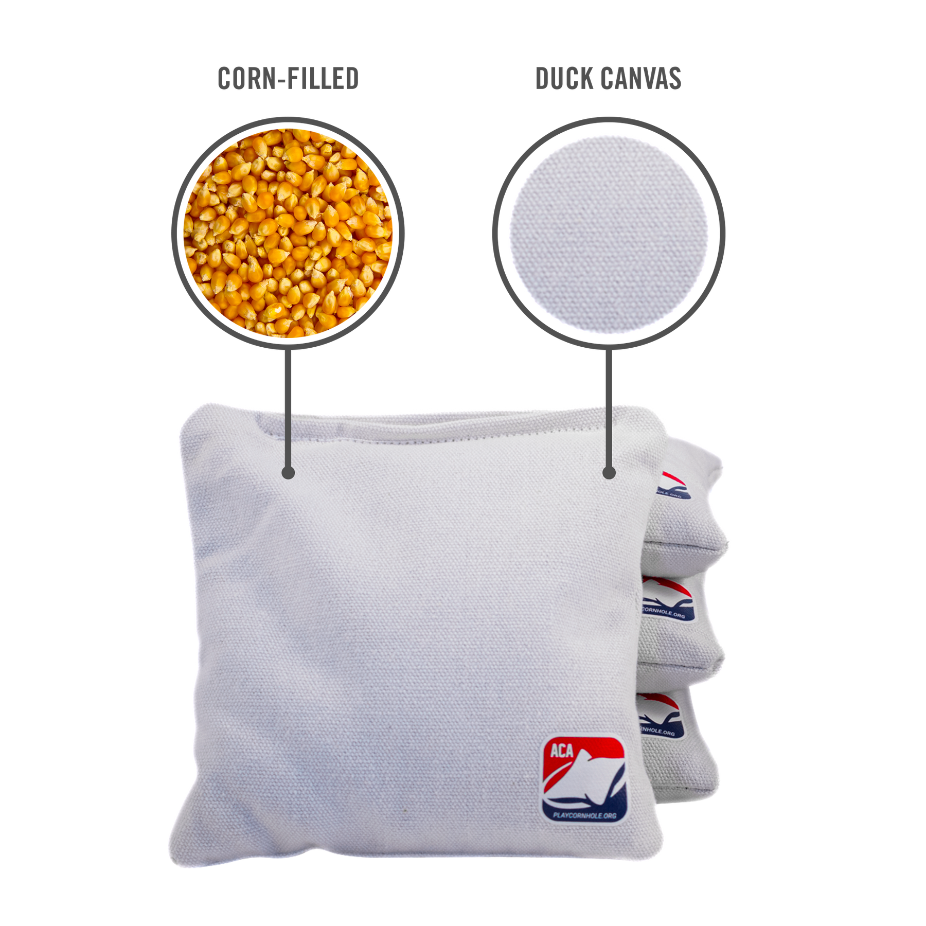 White Corn Filled Cornhole Bags