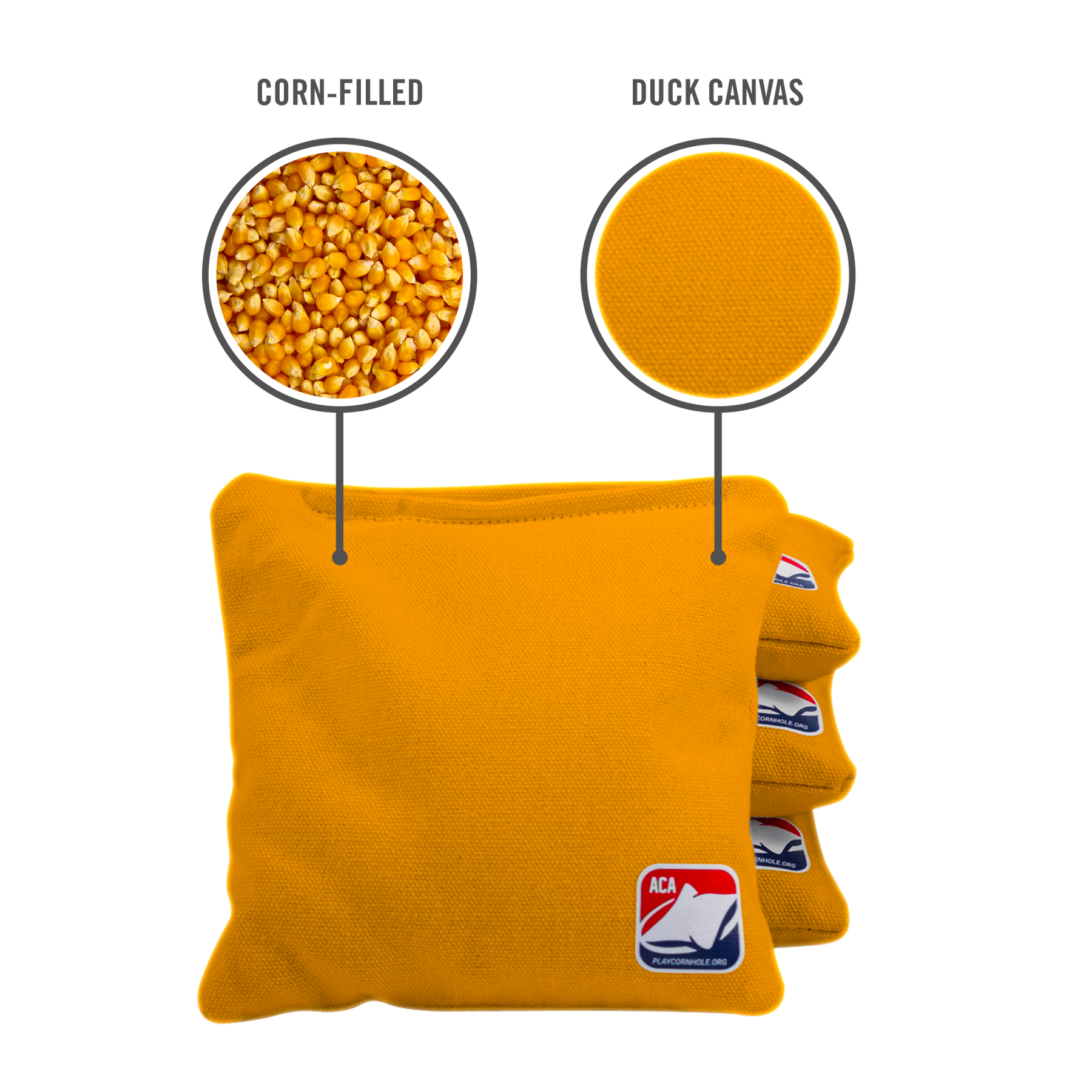 Yellow Corn Filled Cornhole Bags